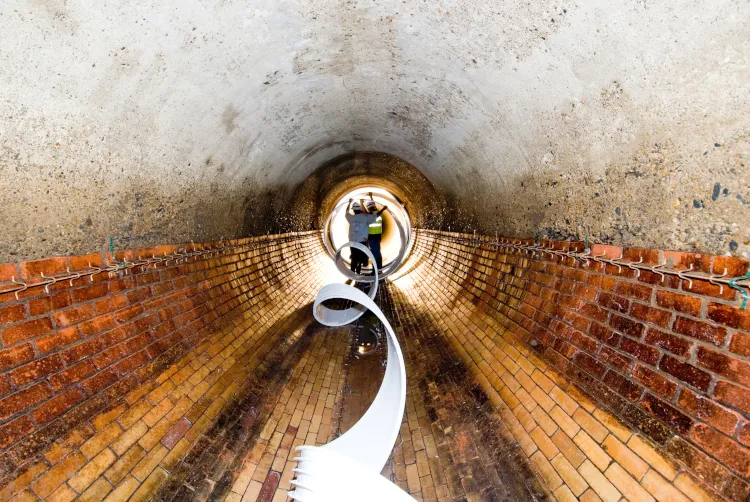 90” Brick Rehabilitation - 401 M Street - Waterfront Mall Washington, DC - Over 100 Year Old Pipe – photo 2