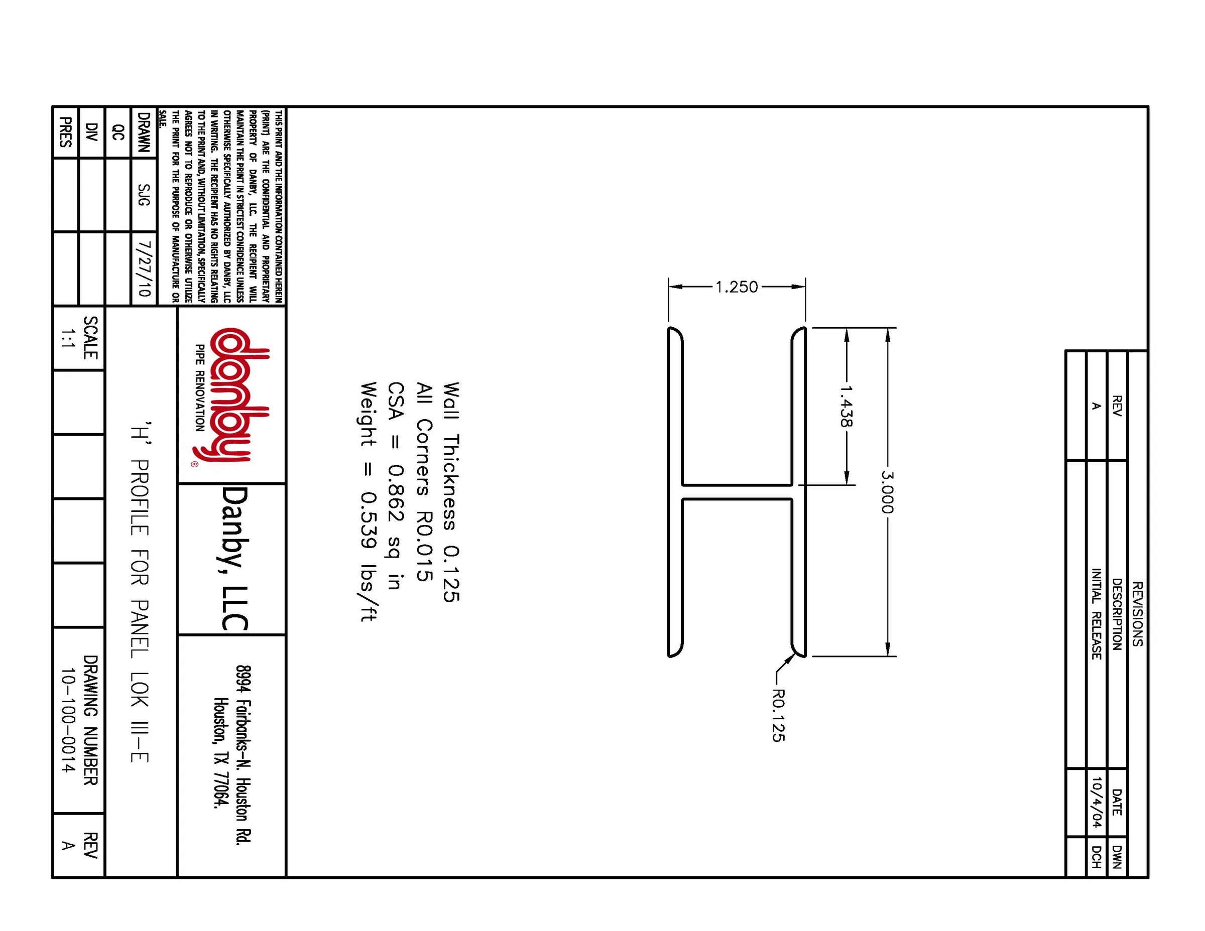 H Profile PL3E 1"