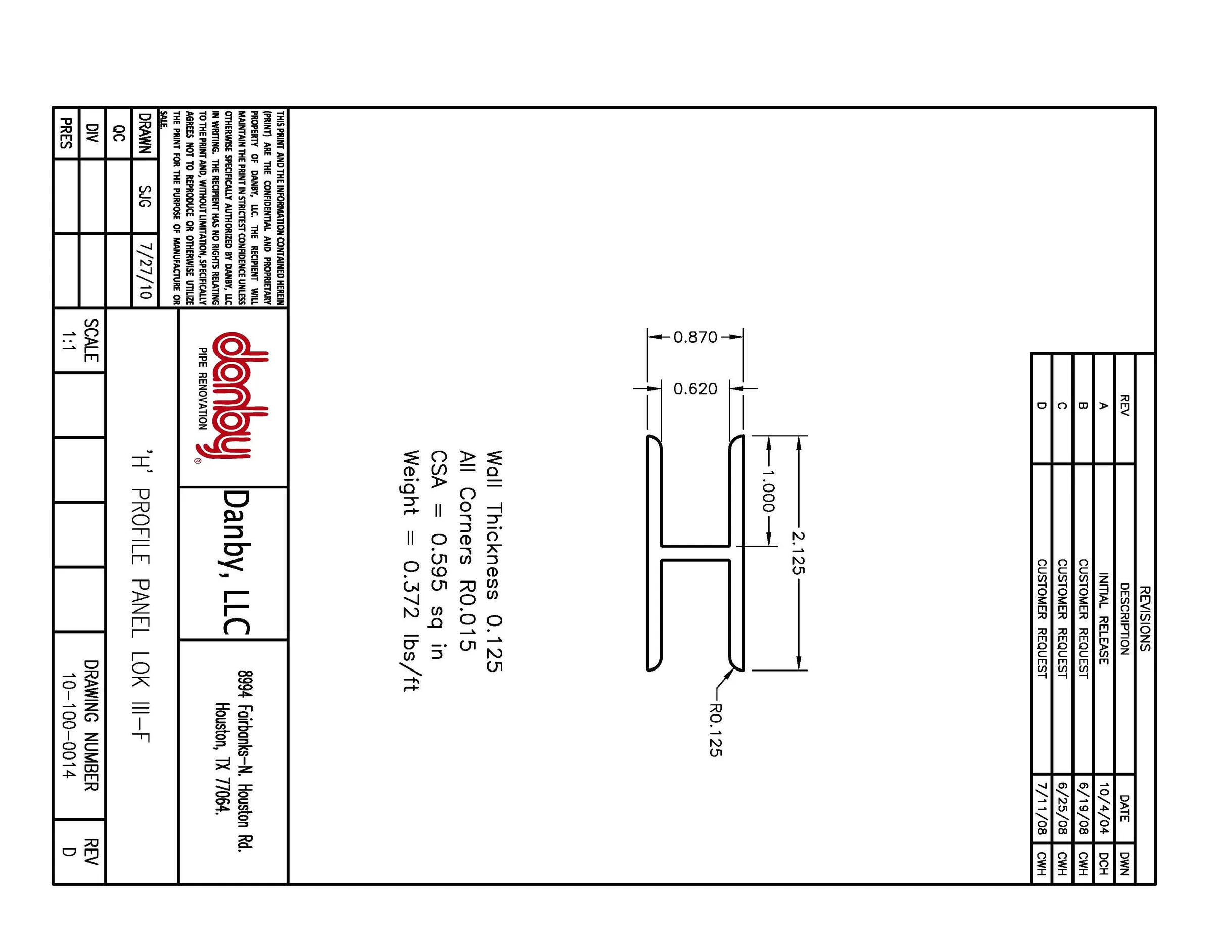 H Profile PL3E 0.57"